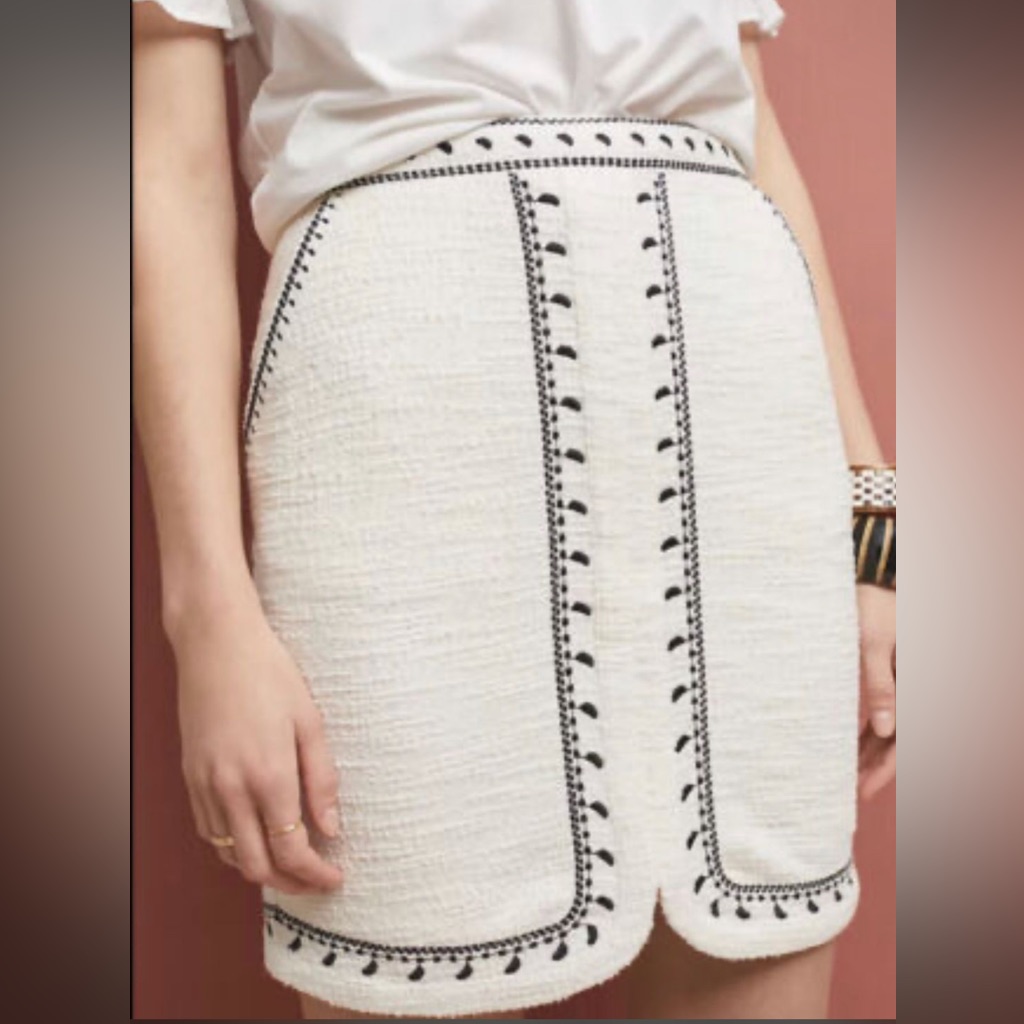 Anthropologie Dolan Tilley Embroidered Textured Skirt